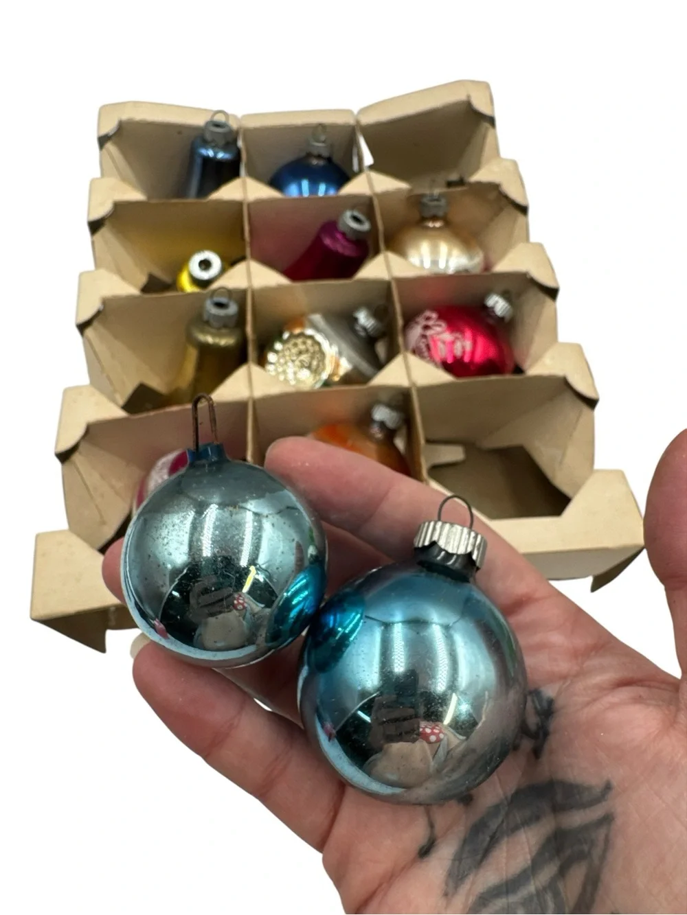 Vintage Shiny Brite Glass Christmas Ornaments Lot 12 Mixed Mercury USA